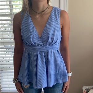 Blue and white striped top